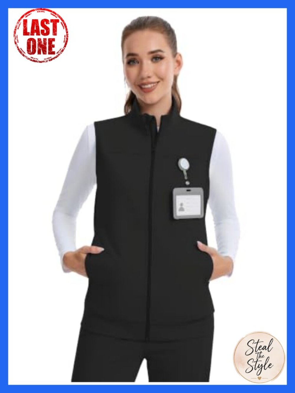 Women's Lightweight Stretch Stand Collar Scrub Vest